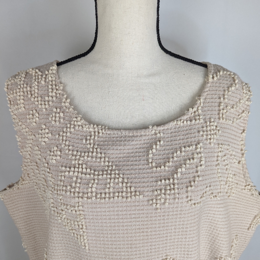 Vintage 70s MEMORY WEAR Cream French Knot Embroidered Sleeveless Maxi Dress - Picture 4 of 9